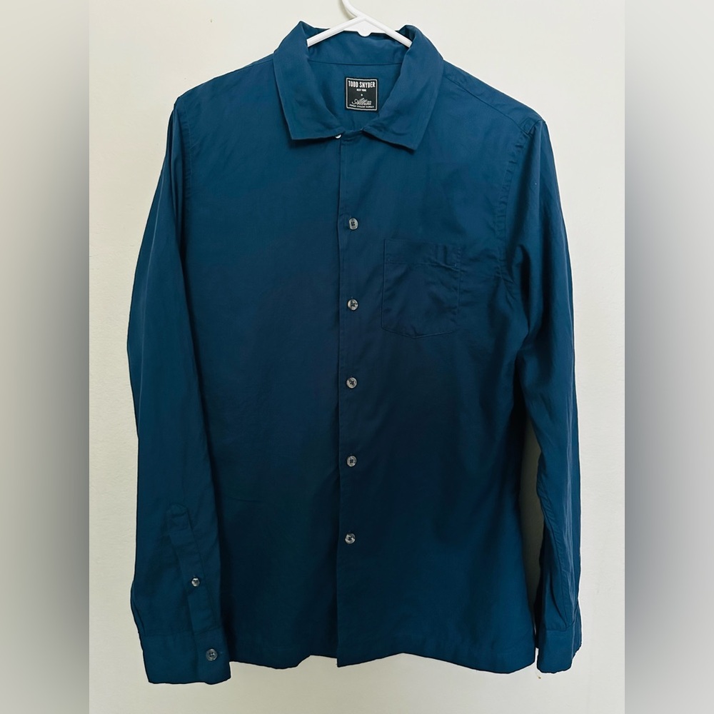Todd Snyder Shirt Mens Small Albini Italian
Fabric Button Up Teal Long Sleeve